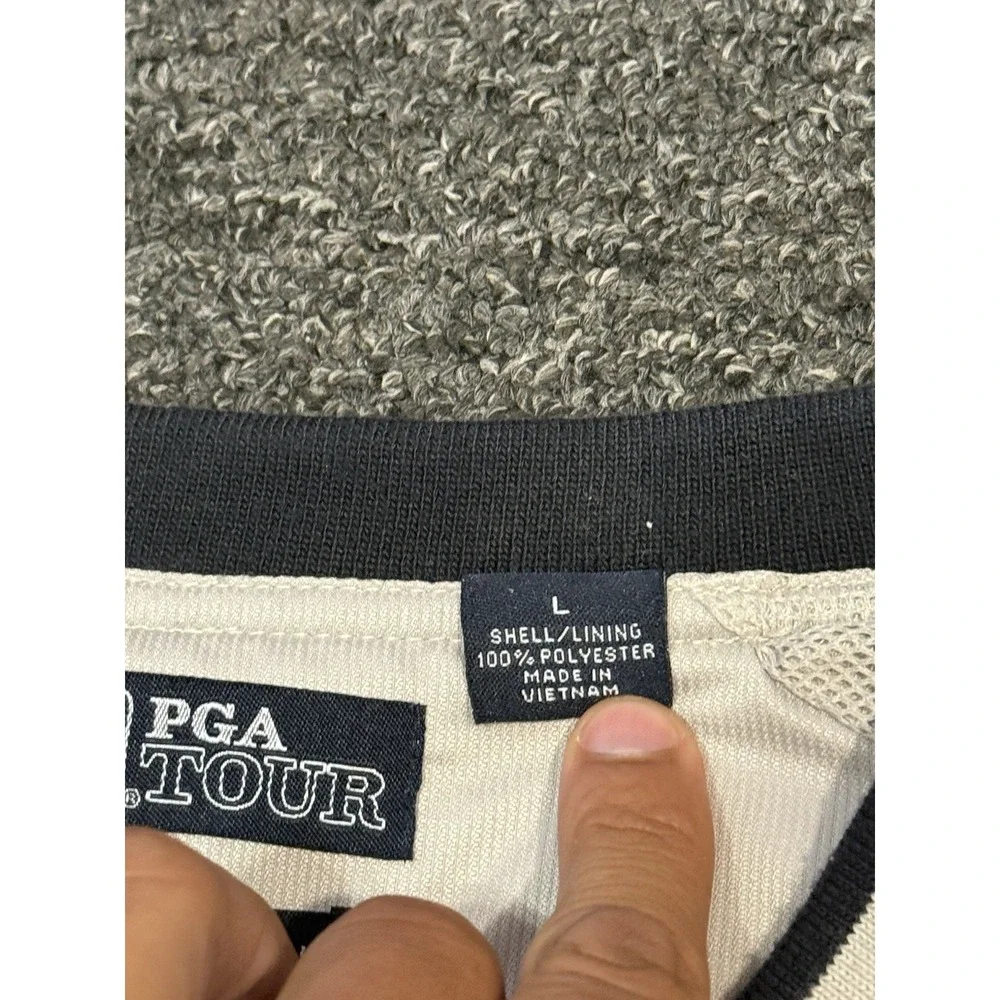 PGA Tour Weather Resistant Men's Large Pullover Sweatshirt Zip Sleeves Beige